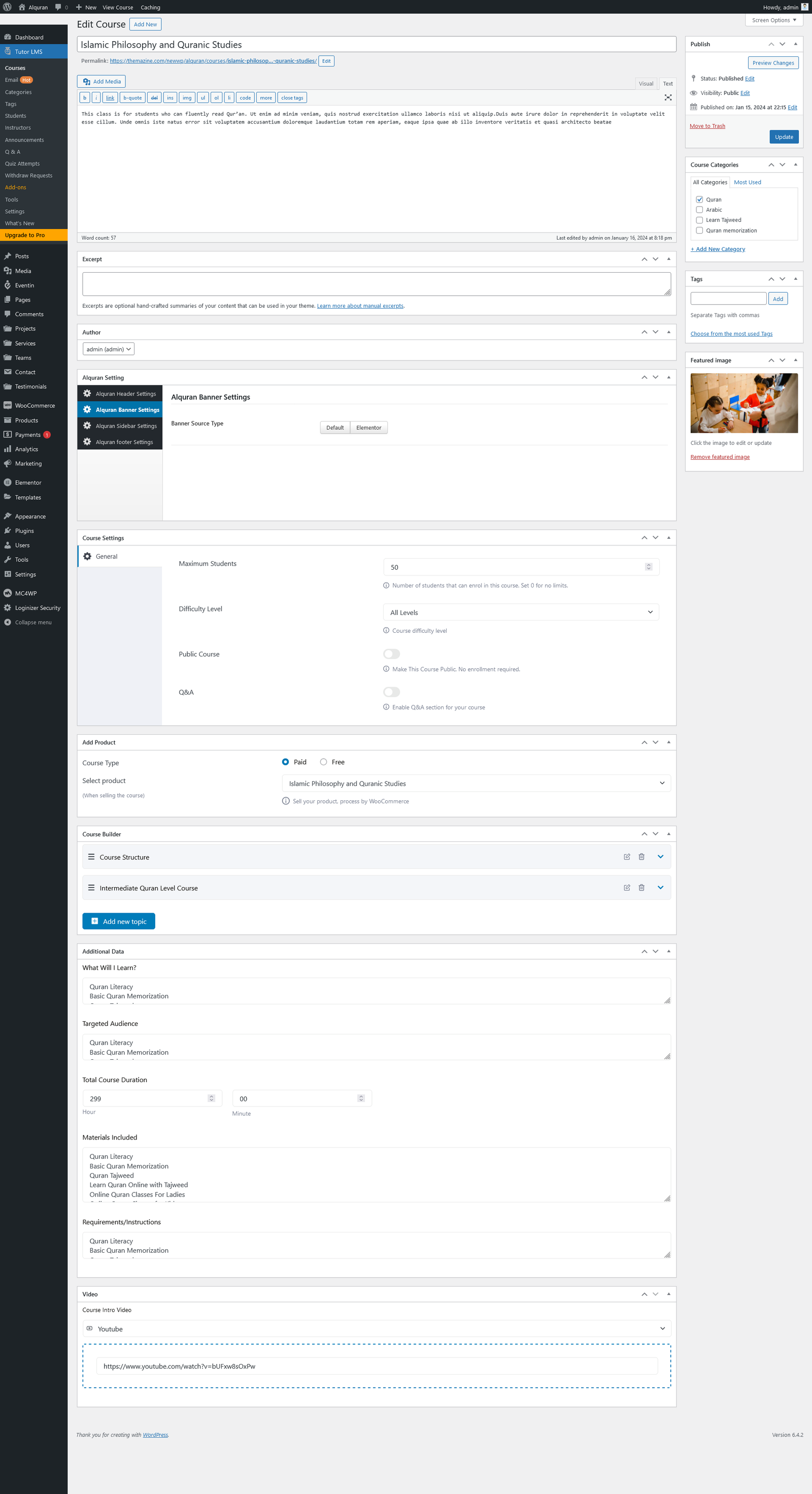 Documentation for alquran wordpress theme